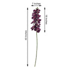2 Stems 40" Tall Eggplant Artificial Silk Orchid Flower Bouquets