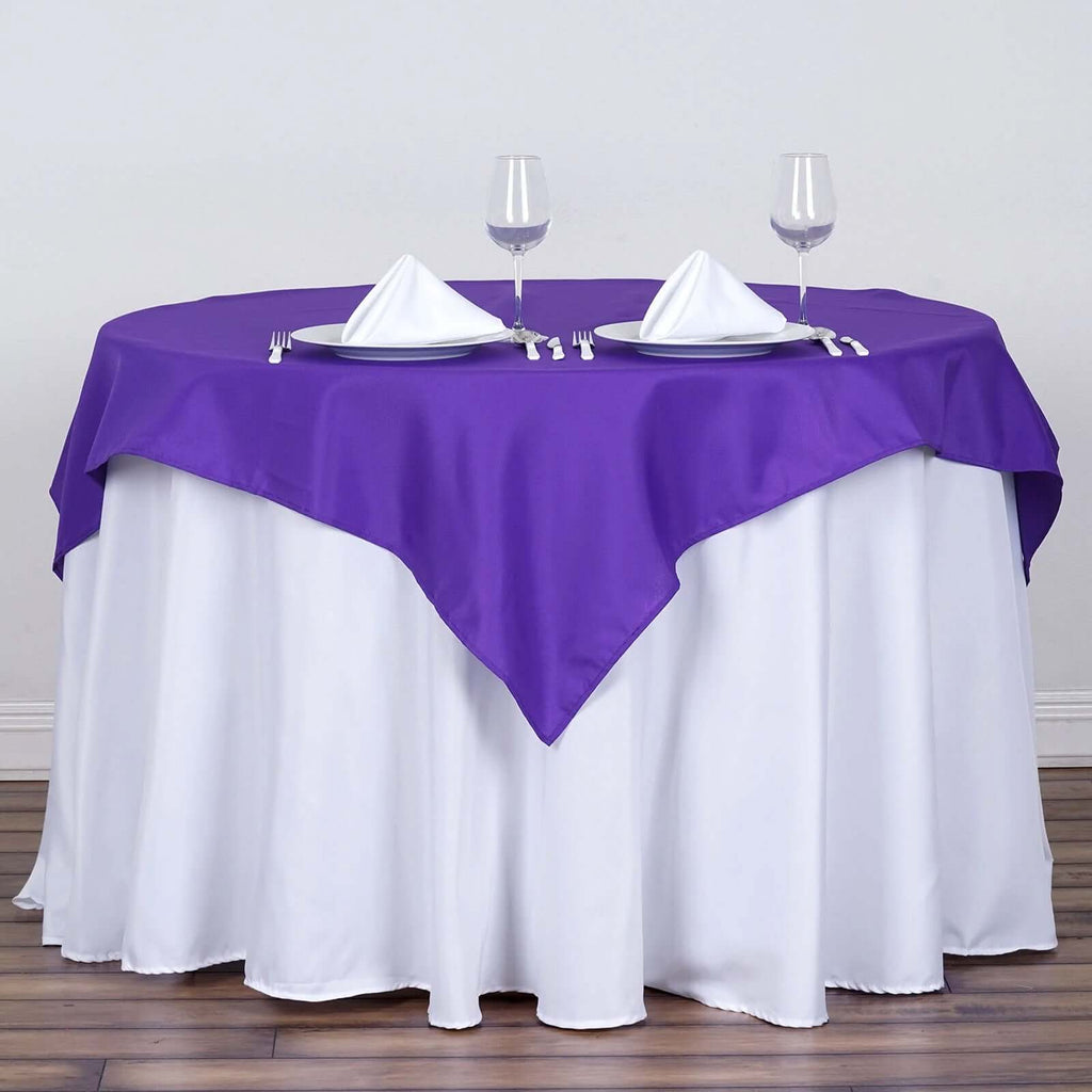 Polyester 54"x54" Table Overlay Square Tablecloth Purple - Wrinkle-Resistant & Durable Table Cover