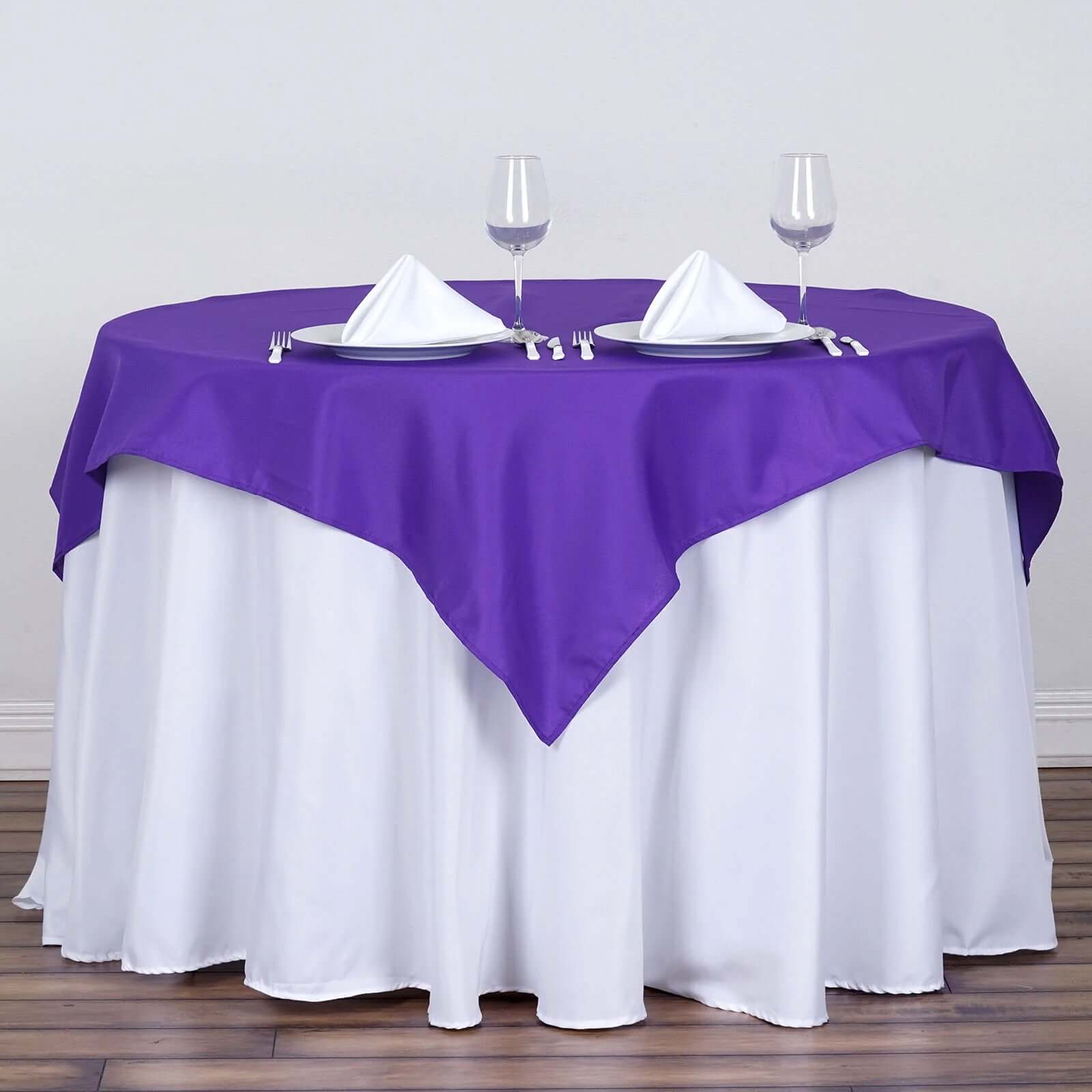Polyester 54"x54" Table Overlay Square Tablecloth Purple - Wrinkle-Resistant & Durable Table Cover