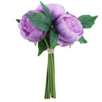 5 Flower Head Lavender Lilac Peony Bouquet Artificial Silk Peonies Spray