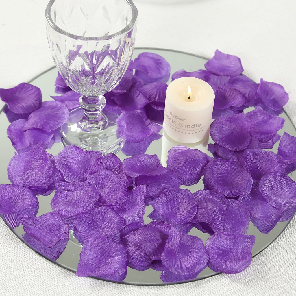 500-Pack Rose Petals Round Design Purple Silk Confetti - Decorative Scatters for Tables and Floors