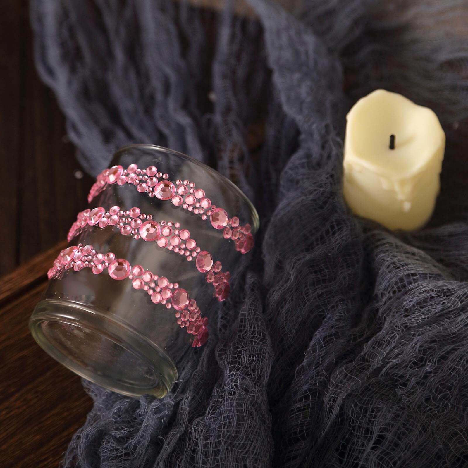 3 Pack Red Heptagon Self Adhesive Rhinestone Gem Craft Stickers