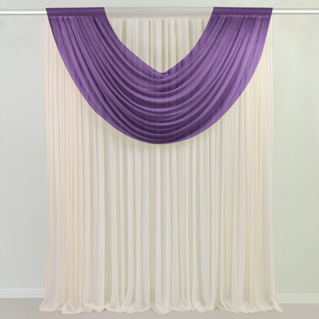 Purple Sheer Chiffon Valance Curtain 4ft x 5ft â€“ Wedding Arch Drape with Rod Pocket, Voile Backdrop Panel - Bell Racket Store