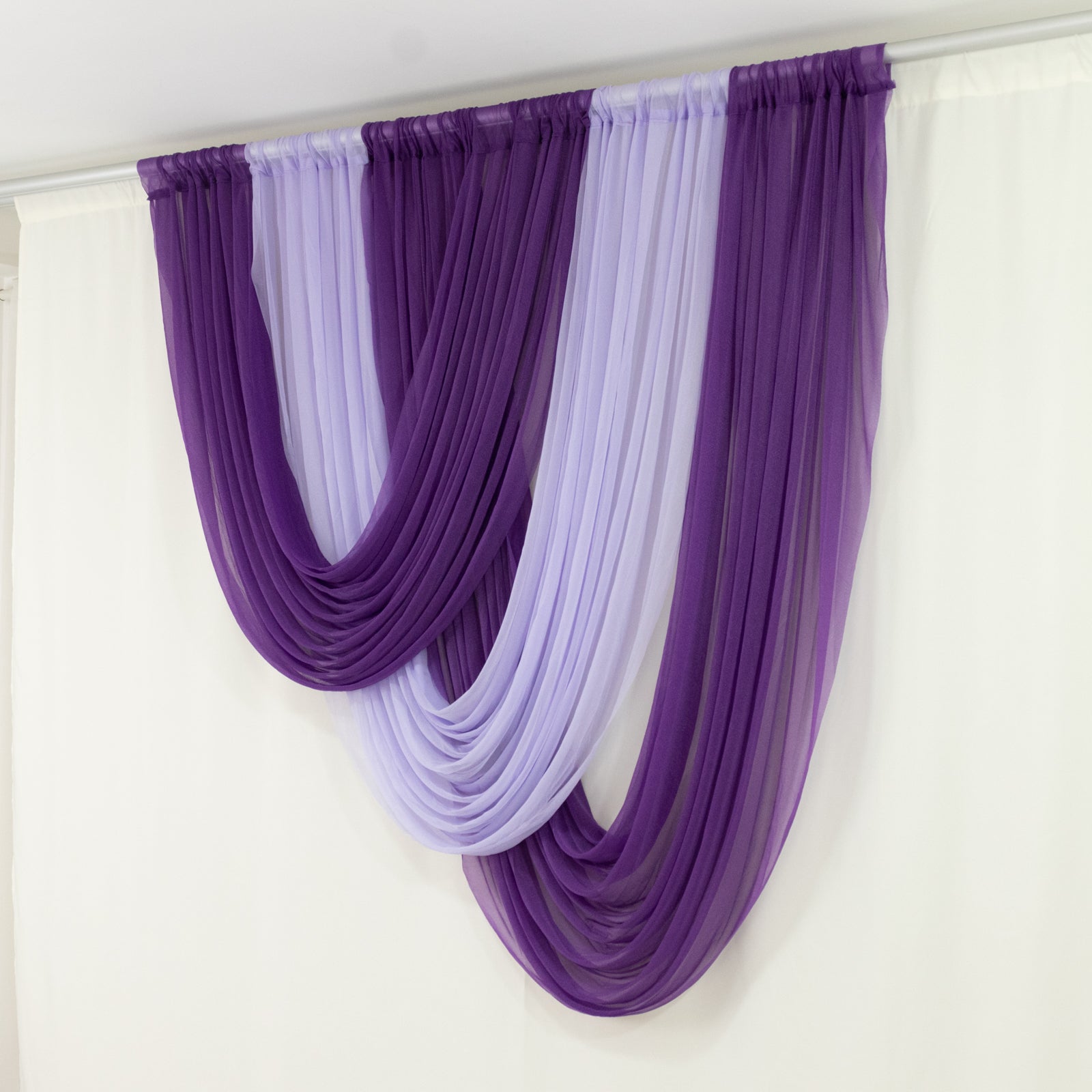 Purple Sheer Chiffon Valance Curtain 4ft x 5ft â€“ Wedding Arch Drape with Rod Pocket, Voile Backdrop Panel - Bell Racket Store