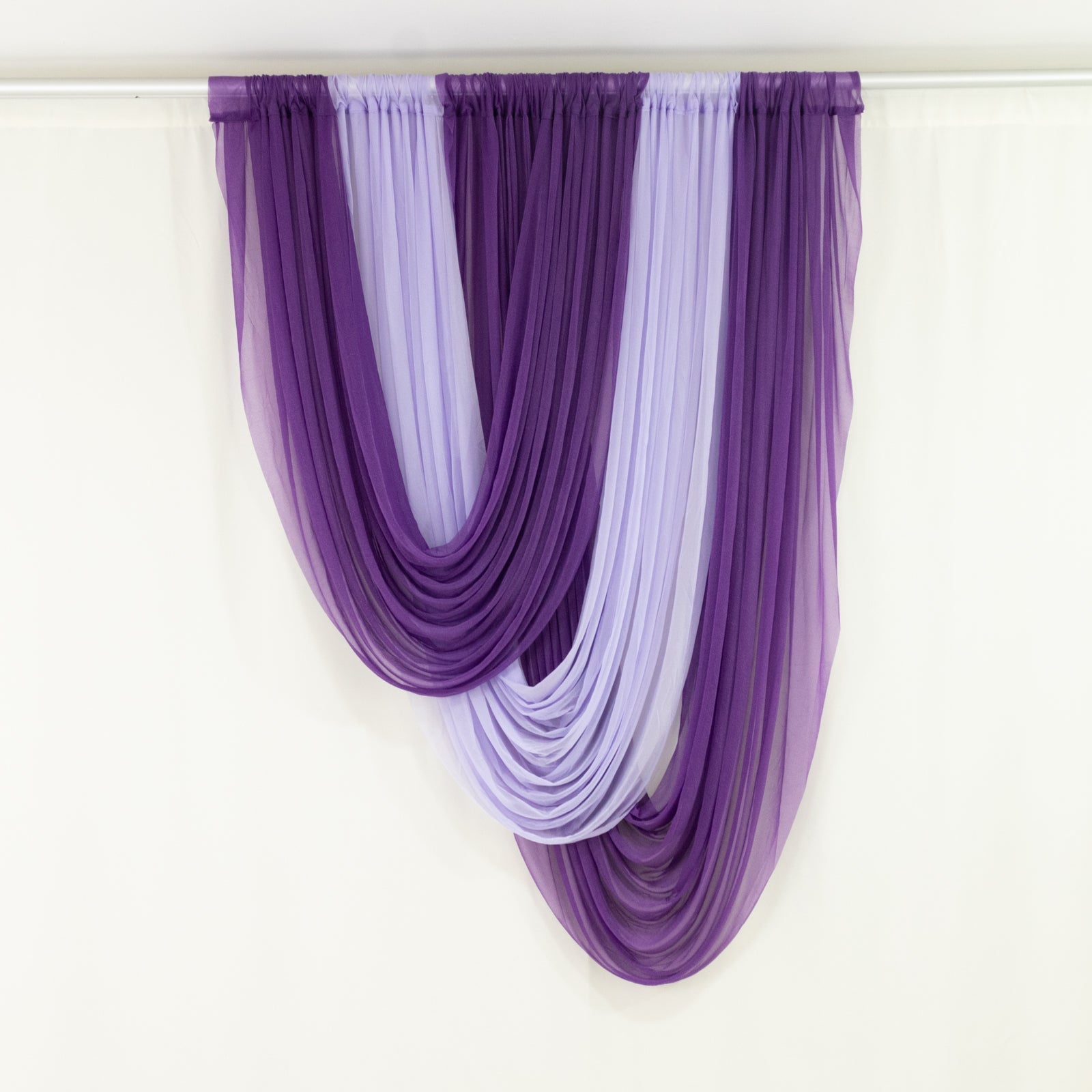 Purple Sheer Chiffon Valance Curtain 4ft x 6ft â€“ Wedding Arch Drape with Rod Pocket, Voile Backdrop Panel - Bell Racket Store
