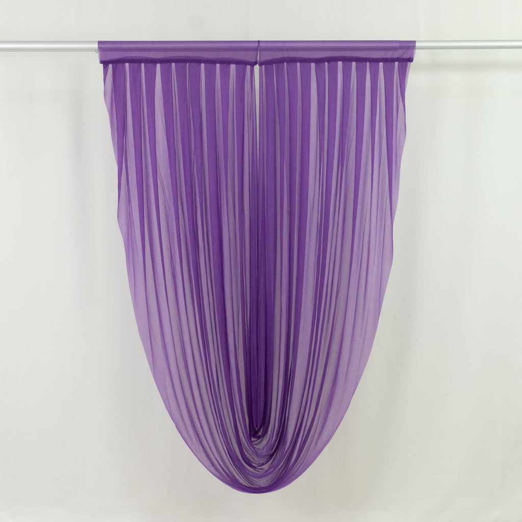 Purple Sheer Chiffon Valance Curtain 4ft x 6ft â€“ Wedding Arch Drape with Rod Pocket, Voile Backdrop Panel - Bell Racket Store