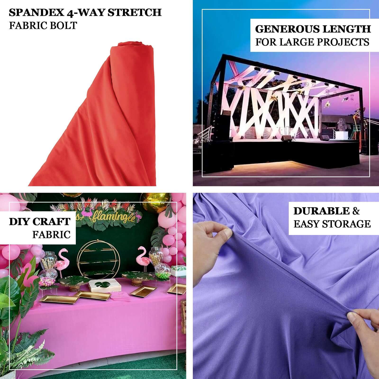 Purple Spandex 4 - Way Stretch Fabric Roll, DIY Craft Fabric Bolt - 60"x10 Yards - Bell Racket Store