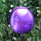 2 Pack 14" 4D Shiny Purple Sphere Mylar Foil Helium or Air Balloons
