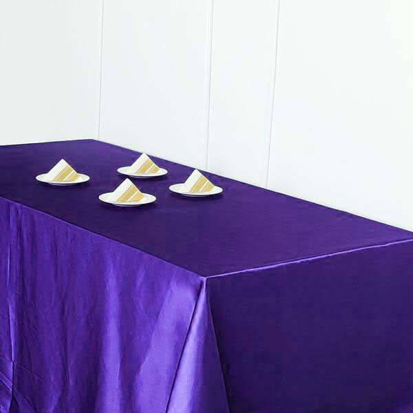 Satin Rectangular 90"x156" Tablecloth Purple - Seamless Table Cover
