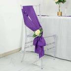 5 Pack Taffeta 6"x106" Chair Sashes Purple Accordion Crinkle Texture - Stylish Decor for Weddings & Gatherings