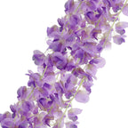 42" Silk Hanging Wisteria Flower Garland Vines in Lavender Lilac, Elaborated 5 Full Strands in 1 Bush
