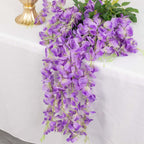 5 Pack 44" Silk Hanging Wisteria Flower Garland Vines in Purple, 3 Strands in 1 Bush