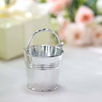 12 Pack 2" Silver Mini Planter Treat Party Favor Boxes, Small Pail Bucket Candy Container Gift Boxes