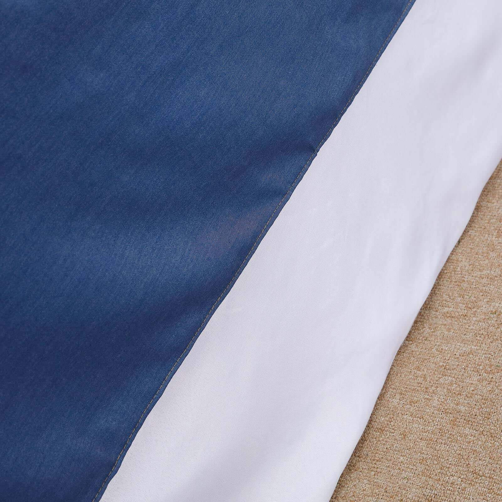 Polyester 90"x132" Rectangle Tablecloth Dark Denim Blue - Seamless Faux Denim Design for Classy Celebrations