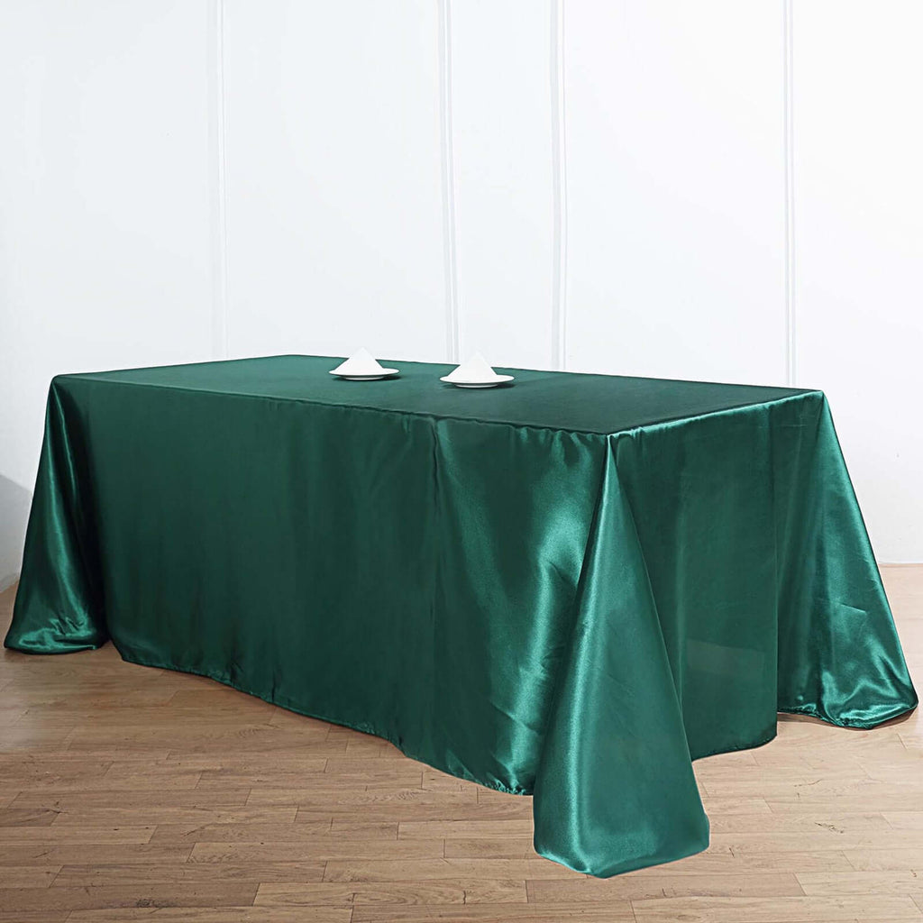 Satin Rectangular 90"x156" Tablecloth Hunter Emerald Green - Seamless Table Cover