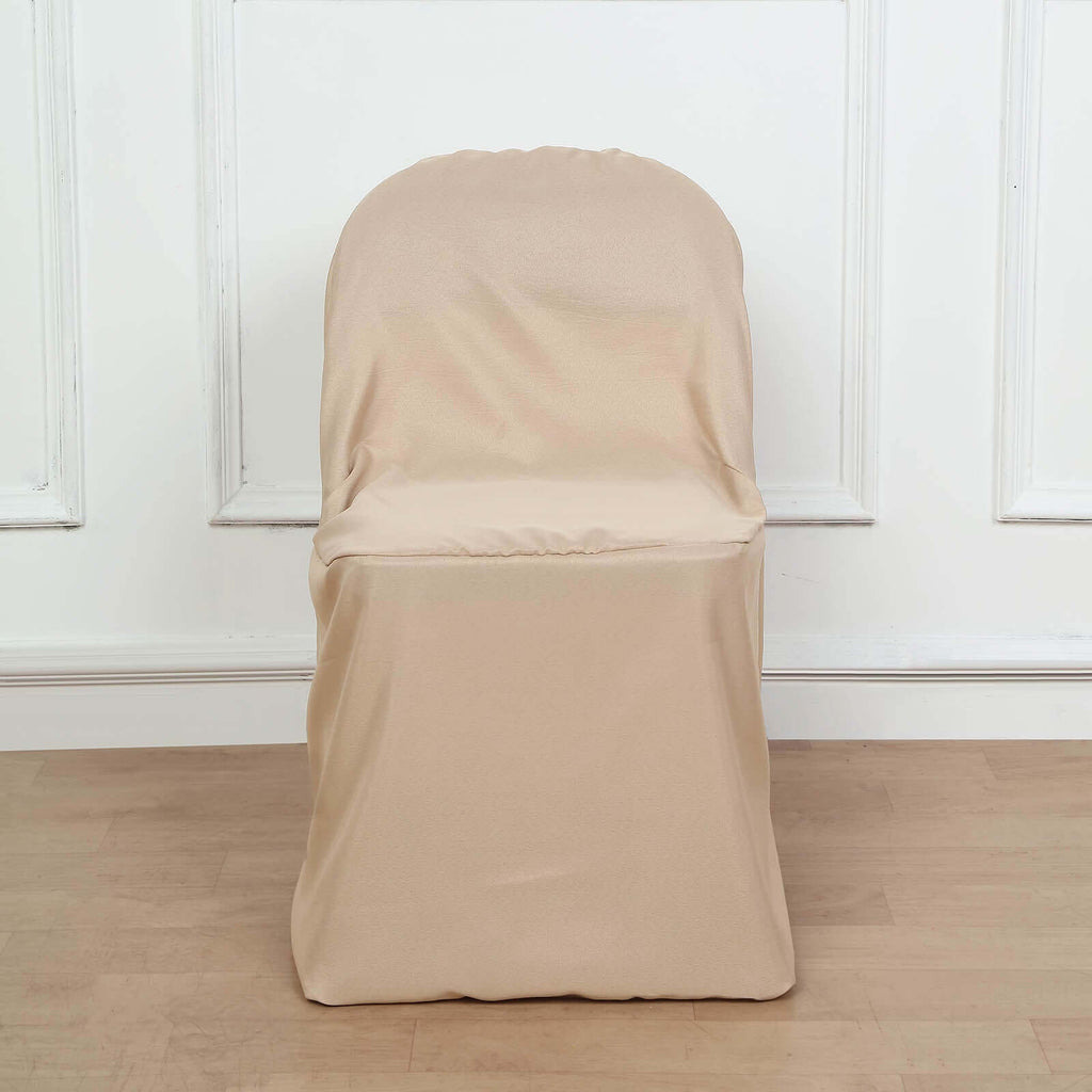 Polyester Slip On Folding Chair Covers Nude - Stain-Resistant Reusable Durable Fabric