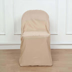 Polyester Slip On Folding Chair Covers Nude - Stain-Resistant Reusable Durable Fabric
