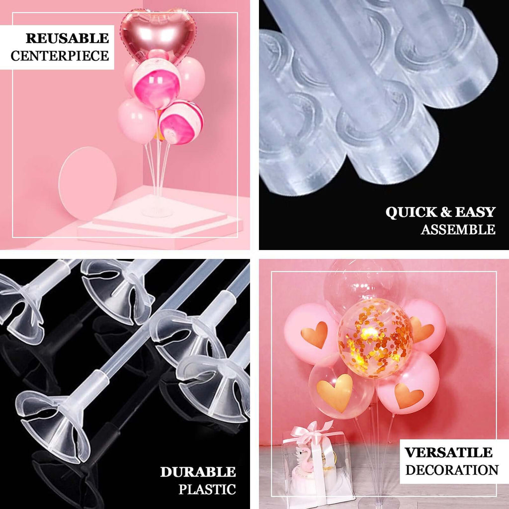 2 Pack Clear Balloon Centerpieces Holder, 30" Table Top Balloon Stand Stick Kit