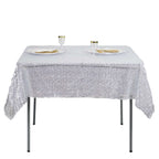 Sequin 60"x60" Table Overlay Square Tablecloth Silver - Luxe Wedding Table Topper