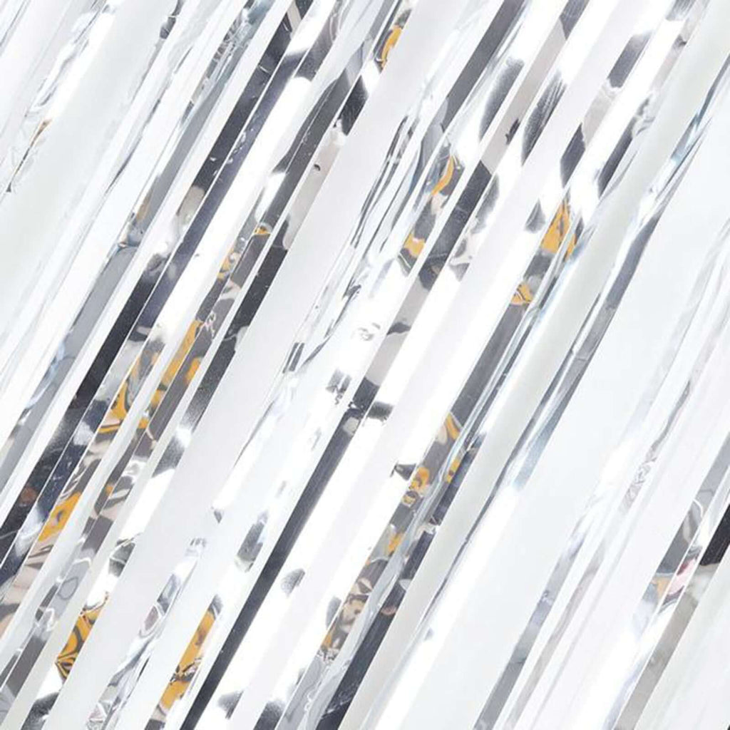 8ft Silver Metallic Tinsel Foil Fringe Doorway Curtain Party Backdrop