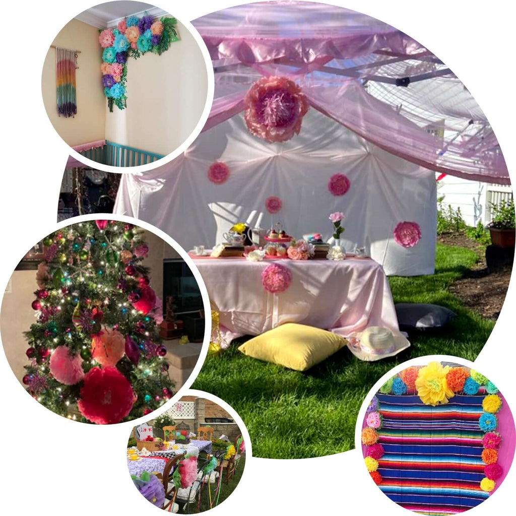 Set of 6 Aqua Blue Carnation 3D Paper Flowers Wall Decor - 7",9",11"