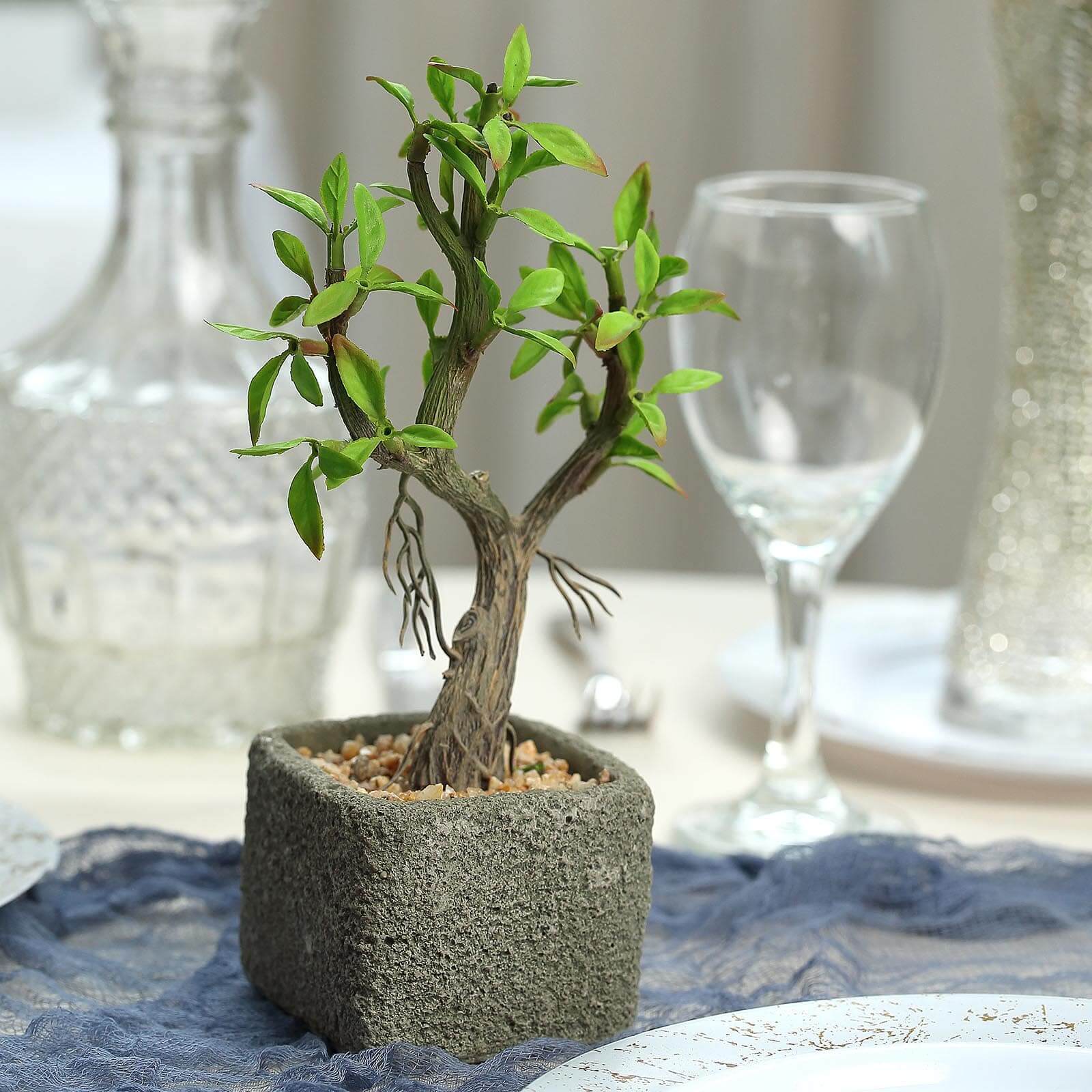 Willow Tree Artificial Succulents in Concrete Pot - Lifelike Decorative Faux Plants for Home Office & Event Design 9"