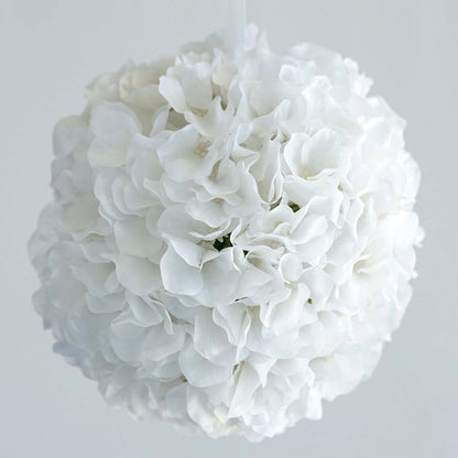 4 Pack 7" White Artificial Silk Hydrangea Kissing Flower Balls