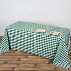 Polyester 90"x132" Rectangle Tablecloth White/Green - Seamless Checkered Buffalo Plaid Table Cover