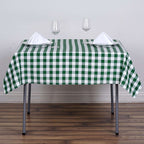 Polyester 54"x54" Table Overlay Square Tablecloth White/Green - Checkered Buffalo Plaid Design for Casual Table Settings