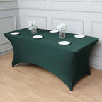 Stretch Spandex 96"x30" Rectangle Table Cover Hunter Emerald Green - Durable Form-Fitting Tablecloth
