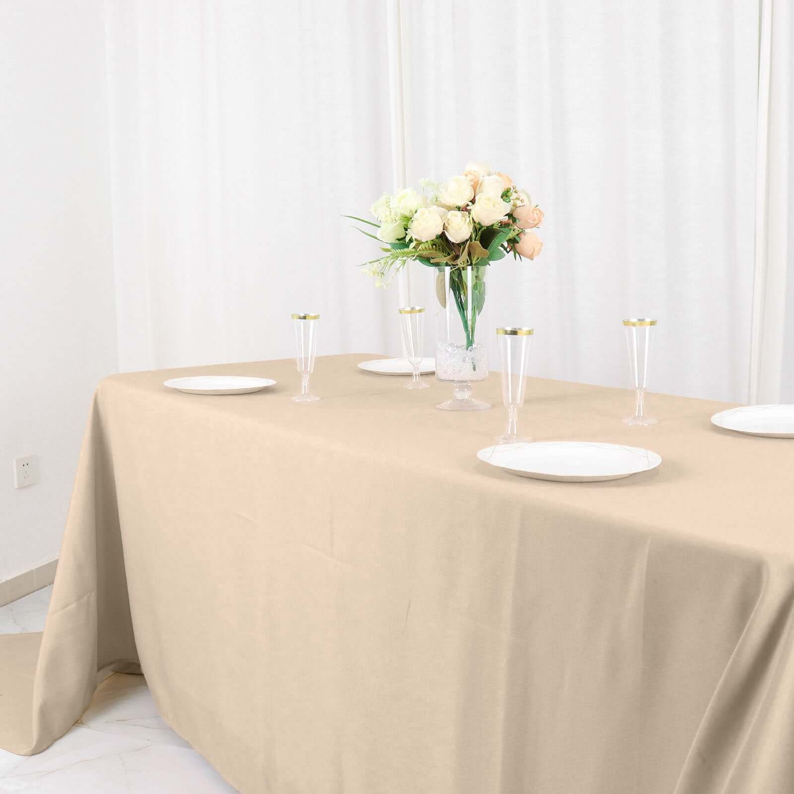 Polyester 90"x156" Rectangle Tablecloth Nude - Seamless Wrinkle-Resistant Table Cover