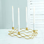 Rectangular Taper Wreath Candelabra 4 Arm Gold Metal Candle Holder Centerpiece - Stylish Wedding Decor 12"x8" - Bell Racket Store