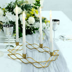 Rectangular Taper Wreath Candelabra 4 Arm Gold Metal Candle Holder Centerpiece - Stylish Wedding Decor 12"x8" - Bell Racket Store