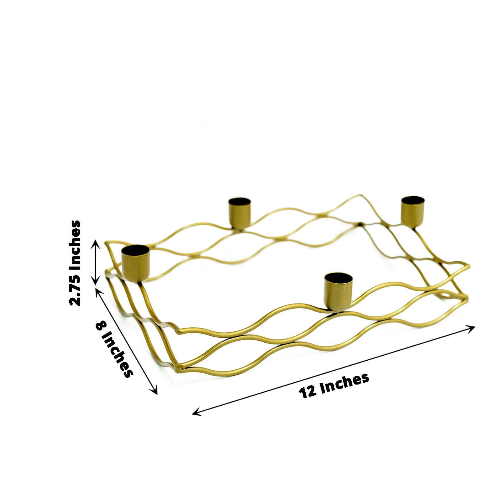 Rectangular Taper Wreath Candelabra 4 Arm Gold Metal Candle Holder Centerpiece - Stylish Wedding Decor 12"x8" - Bell Racket Store