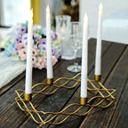 Rectangular Taper Wreath Candelabra 4 Arm Gold Metal Candle Holder Centerpiece - Stylish Wedding Decor 12"x8" - Bell Racket Store