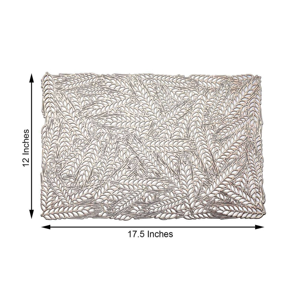 6-Pack Table Mats Wheat Design Gold - Vinyl Rectangle Non-Slip Surface for Stylish Settings 12"x18"