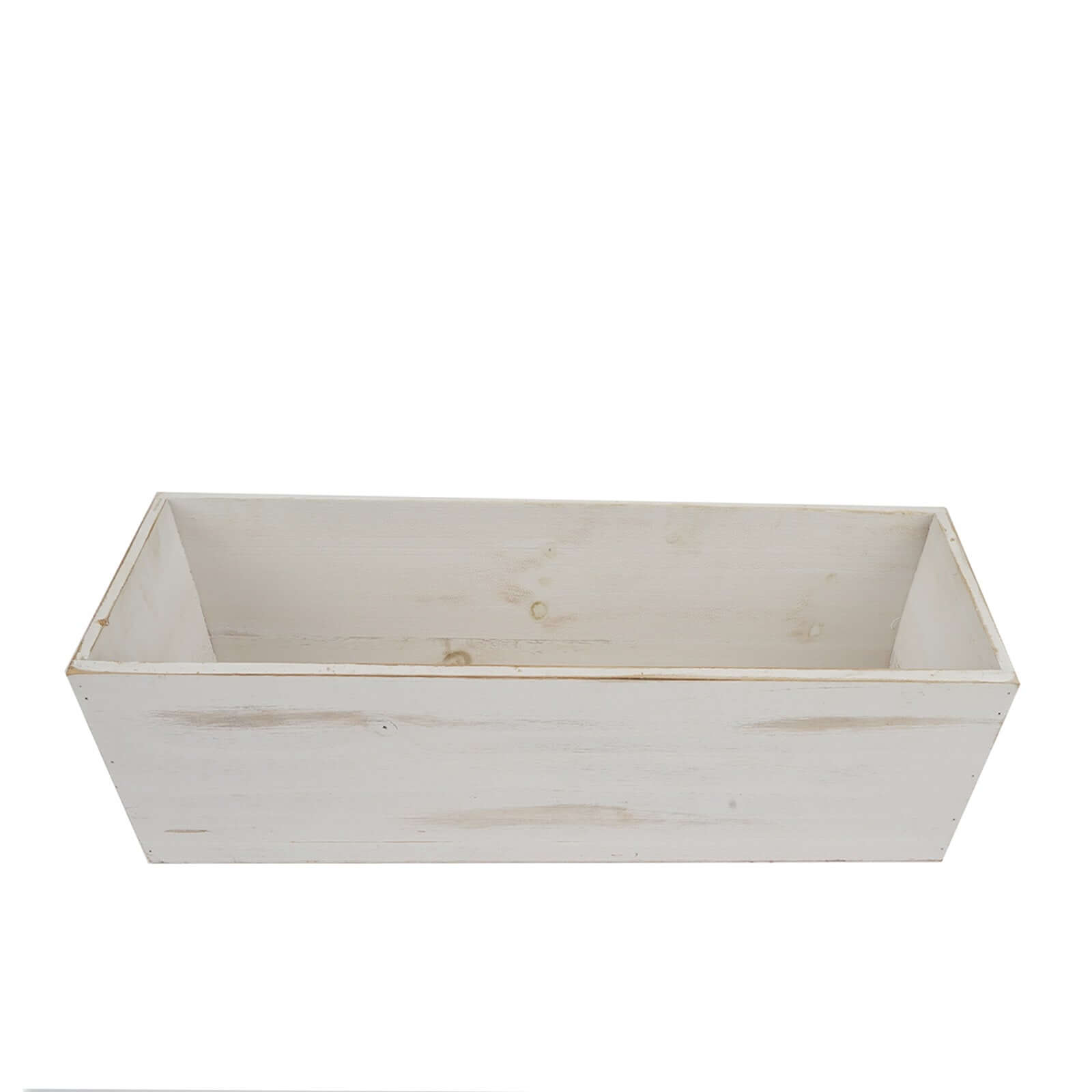 Whitewash Wood Planter Rectangular Box 18"x6"- Durable Decor with Removable Plastic Liner for Table Displays