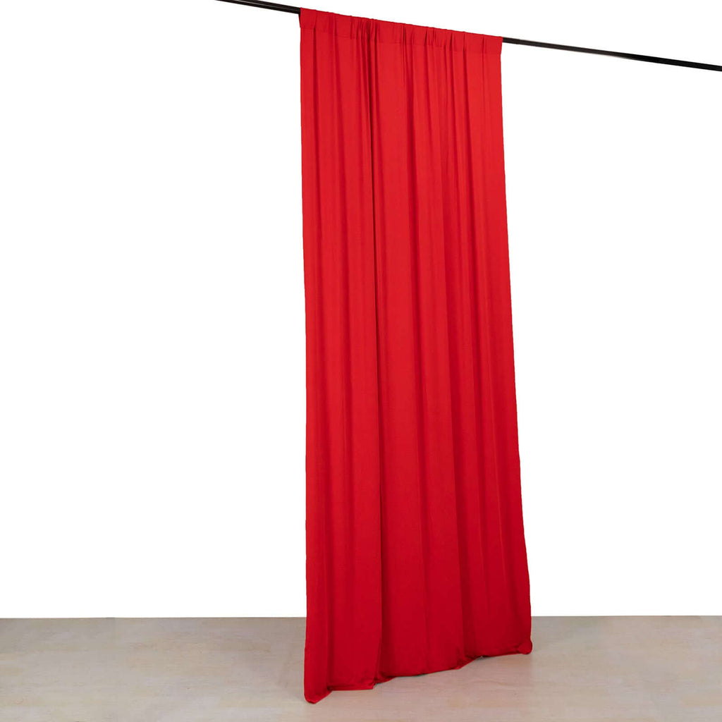 Red 4 - Way Stretch Spandex Event Curtain Drapes, Wrinkle Free Backdrop Event Panel with Rod Pockets - 5ftx10ft - Bell Racket Store