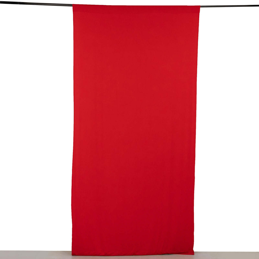 Red 4 - Way Stretch Spandex Event Curtain Drapes, Wrinkle Free Backdrop Event Panel with Rod Pockets - 5ftx10ft - Bell Racket Store