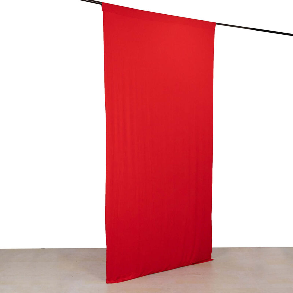 Red 4 - Way Stretch Spandex Event Curtain Drapes, Wrinkle Free Backdrop Event Panel with Rod Pockets - 5ftx10ft - Bell Racket Store