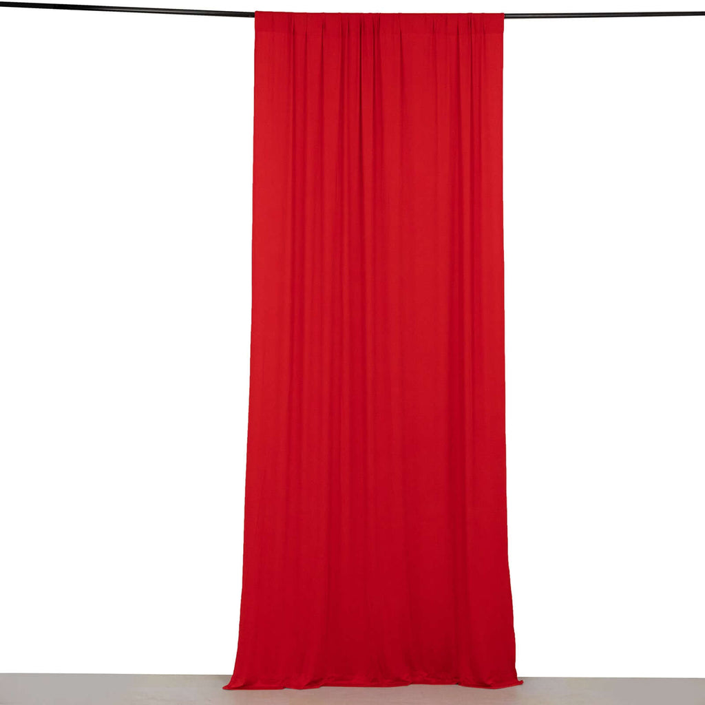 Red 4 - Way Stretch Spandex Event Curtain Drapes, Wrinkle Free Backdrop Event Panel with Rod Pockets - 5ftx10ft - Bell Racket Store