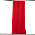 Red 4 - Way Stretch Spandex Event Curtain Drapes, Wrinkle Free Backdrop Event Panel with Rod Pockets - 5ftx10ft - Bell Racket Store