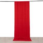 Red 4 - Way Stretch Spandex Event Curtain Drapes, Wrinkle Free Backdrop Event Panel with Rod Pockets - 5ftx12ft - Bell Racket Store