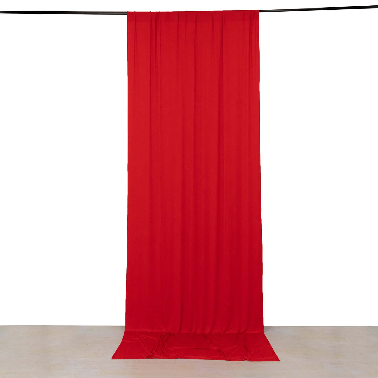Red 4 - Way Stretch Spandex Event Curtain Drapes, Wrinkle Free Backdrop Event Panel with Rod Pockets - 5ftx12ft - Bell Racket Store
