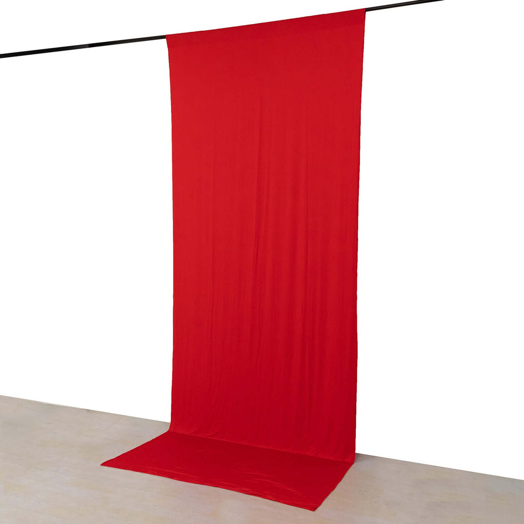 Red 4 - Way Stretch Spandex Event Curtain Drapes, Wrinkle Free Backdrop Event Panel with Rod Pockets - 5ftx12ft - Bell Racket Store