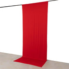 Red 4 - Way Stretch Spandex Event Curtain Drapes, Wrinkle Free Backdrop Event Panel with Rod Pockets - 5ftx12ft - Bell Racket Store