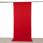 Red 4 - Way Stretch Spandex Event Curtain Drapes, Wrinkle Free Backdrop Event Panel with Rod Pockets - 5ftx12ft - Bell Racket Store