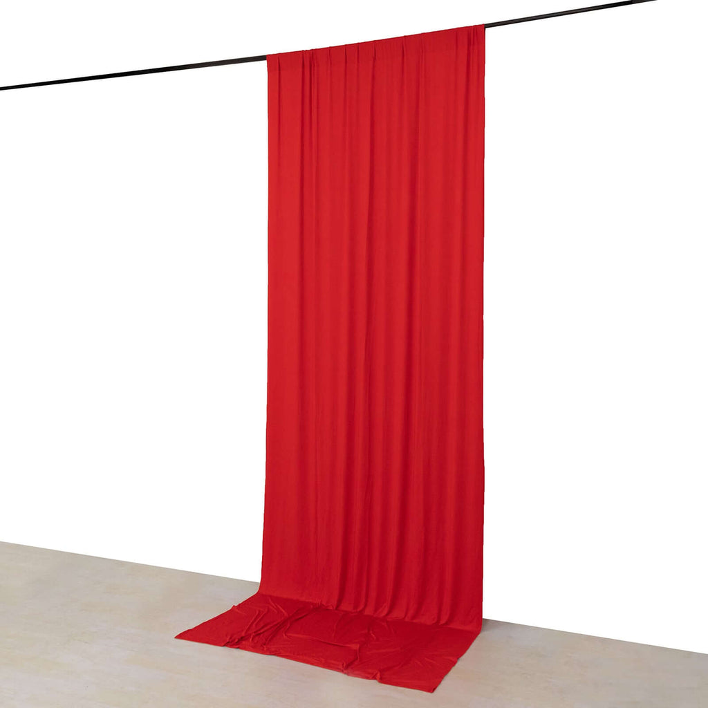 Red 4 - Way Stretch Spandex Event Curtain Drapes, Wrinkle Free Backdrop Event Panel with Rod Pockets - 5ftx12ft - Bell Racket Store