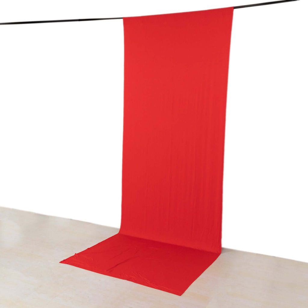 Red 4 - Way Stretch Spandex Event Curtain Drapes, Wrinkle Free Backdrop Event Panel with Rod Pockets - 5ftx14ft - Bell Racket Store