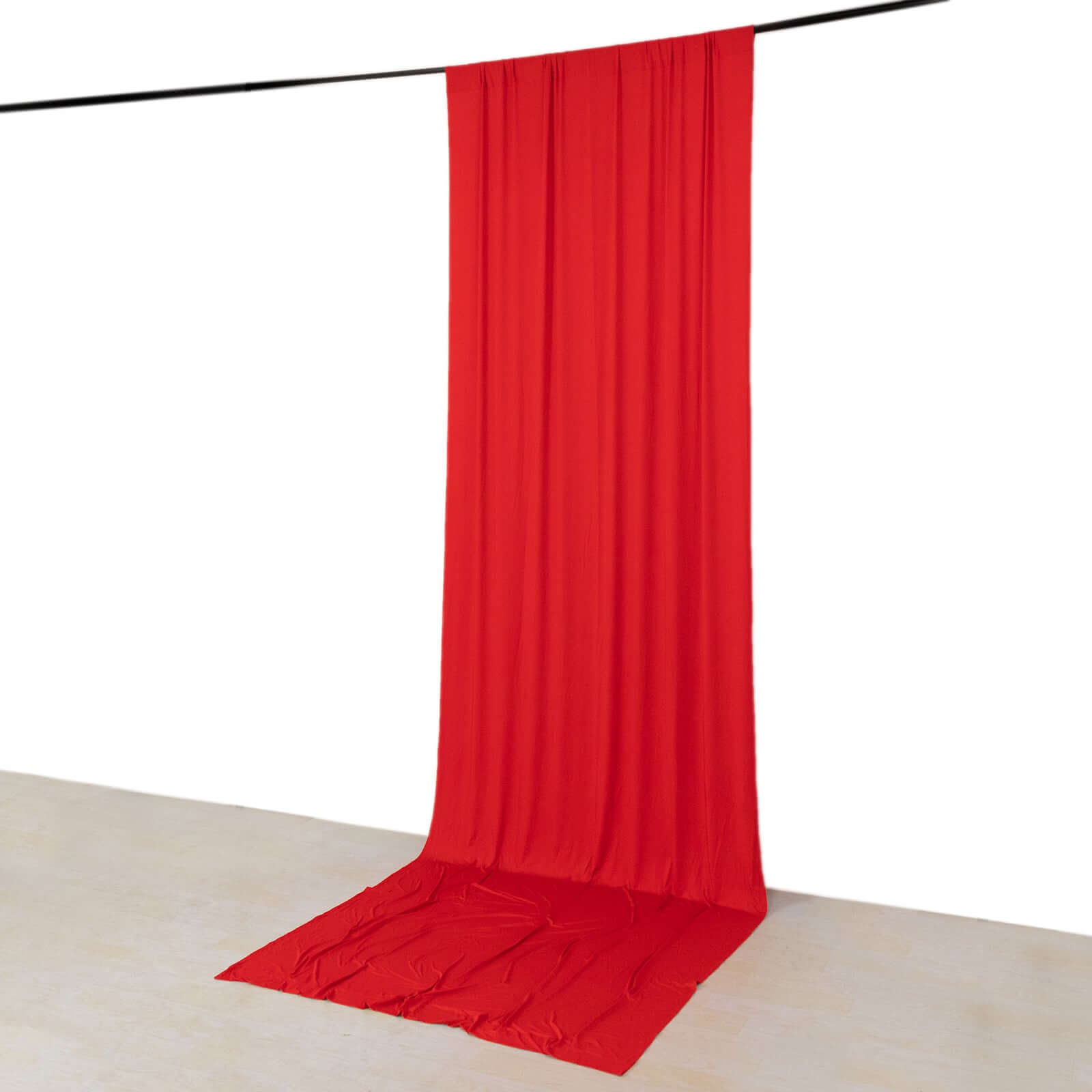 Red 4 - Way Stretch Spandex Event Curtain Drapes, Wrinkle Free Backdrop Event Panel with Rod Pockets - 5ftx14ft - Bell Racket Store